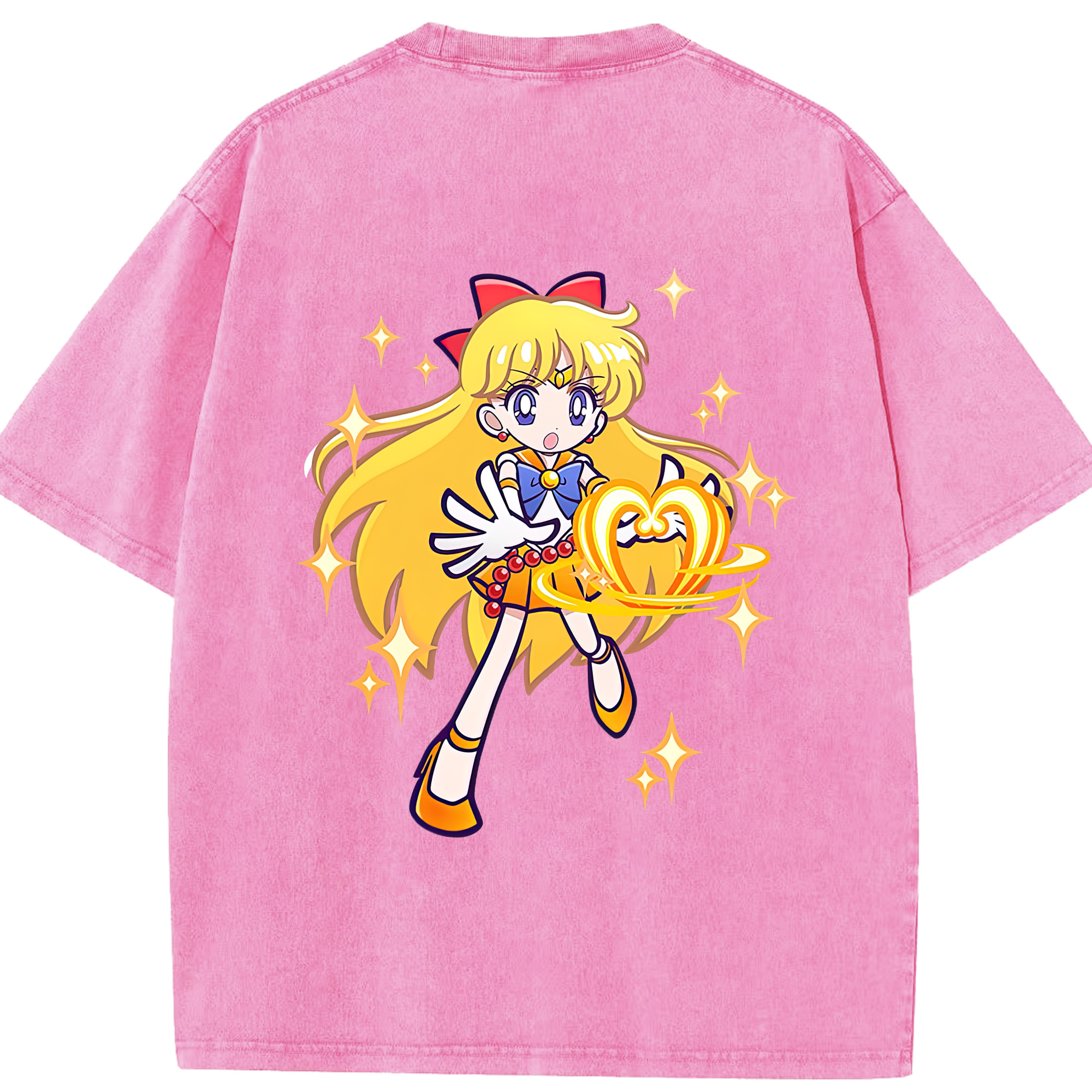（画像用） 美少女戦士セーラームーン 愛野 美奈子 あいの みなこ Sailor Moon Aino Minako 綿100% ヴィンテージ風 半袖Tシャツ（背面プリント）